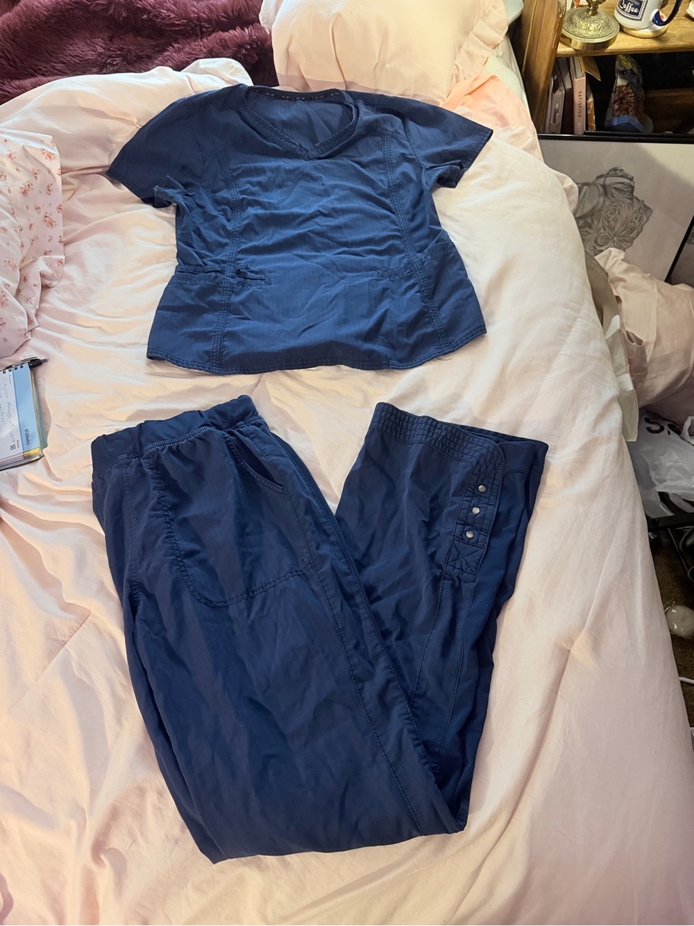 Navy Blue Scrub Set - Two-Piece Top & Pants